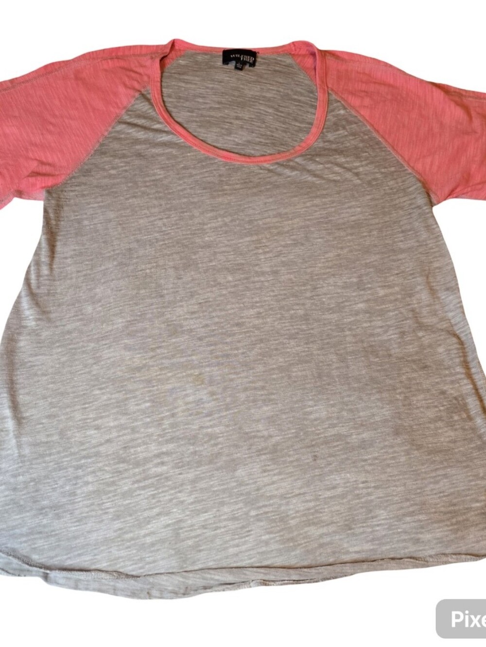 Ava & Viv Gray Tee with Pink Raglan Sleeves
